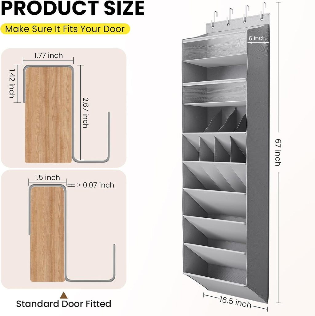 Mefirt XL Clear Over the Door Shoe Organizer for Closet Fit 25 Pairs