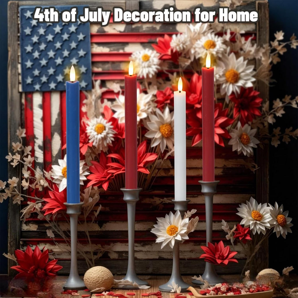 Wondise Patriotic Candles Flameless Taper Candles with Remote & Timer