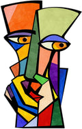 Kercan Colorful Metal Wall Art, 9.4 x 14.7 Inch Abstract Face Wall Decor, Quirky Funny Metal Wall Hanging, Vibrant Modern Art for Bathroom, Living Room, Bedroom, Apartment, Eclectic Home Decor