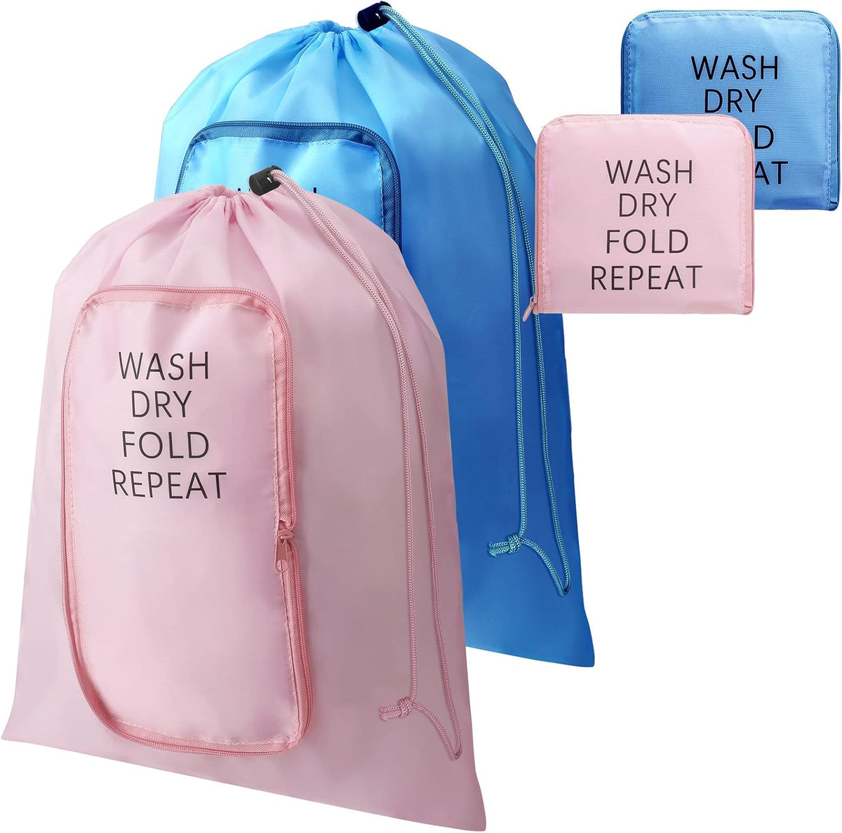 Boao 2 Pcs Travel Laundry Bag with Drawstring Zipper