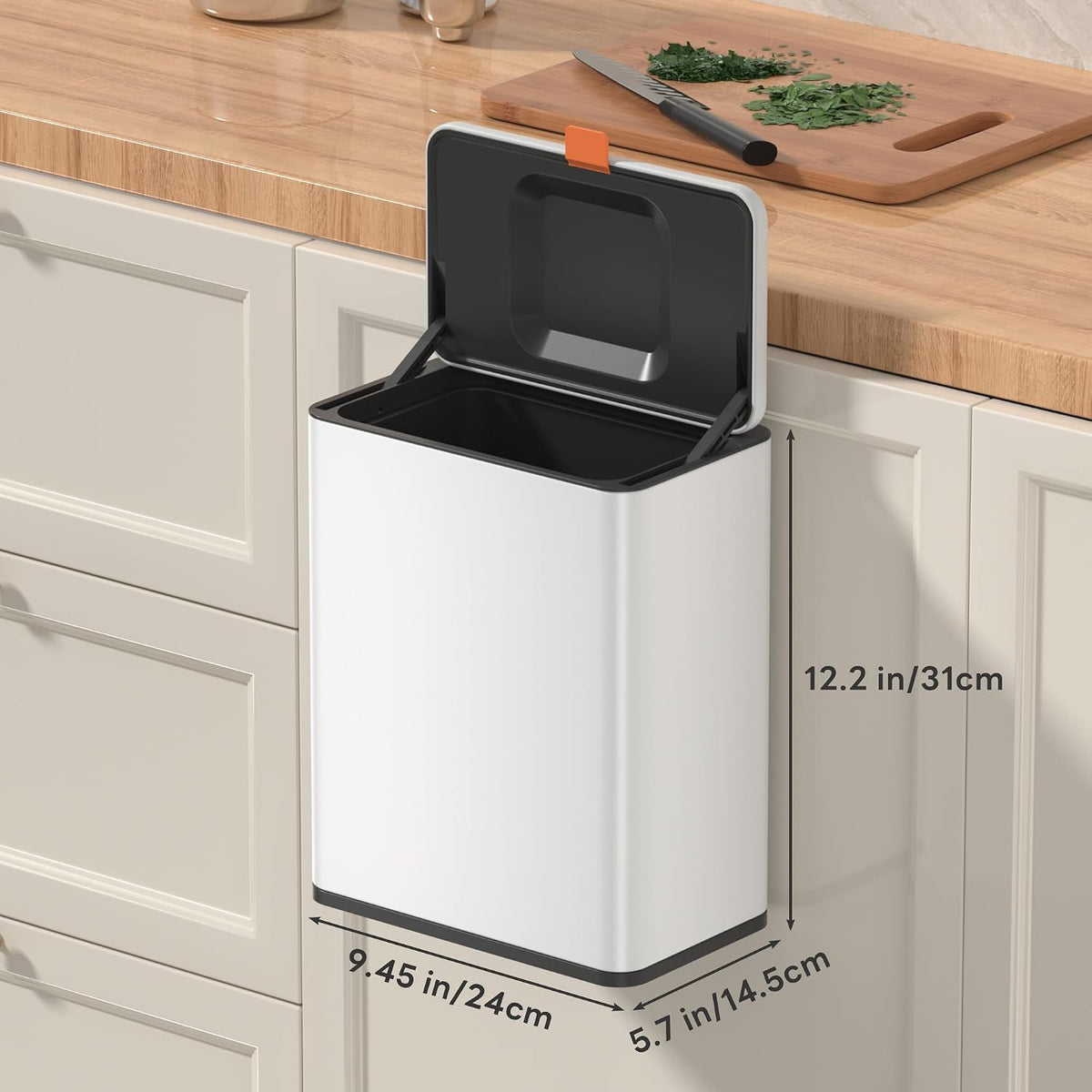 Mbillion 2.1 Gal White Hanging Stainless Steel Compost Bin