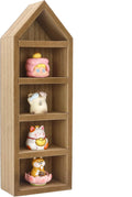 House Shaped Shadow Box with Removeable Shelves,Carbonized,4x12