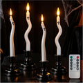 Halloween Flameless Ghost Taper Twisted LED Candles with Remote 4 Pack