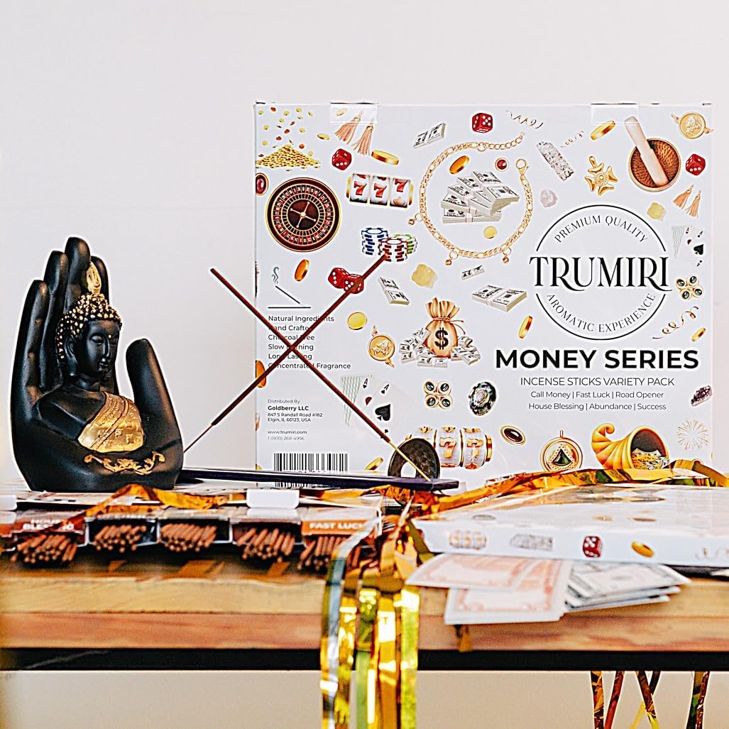Money Incense Sticks - Total 120 Insence-Sticks (20 Inscents x 6 Insense) Inciensos Aromaticos para La Casa Incents to Attract Money Luck Success Abundance Blessing Road Opener + Incense Holder
