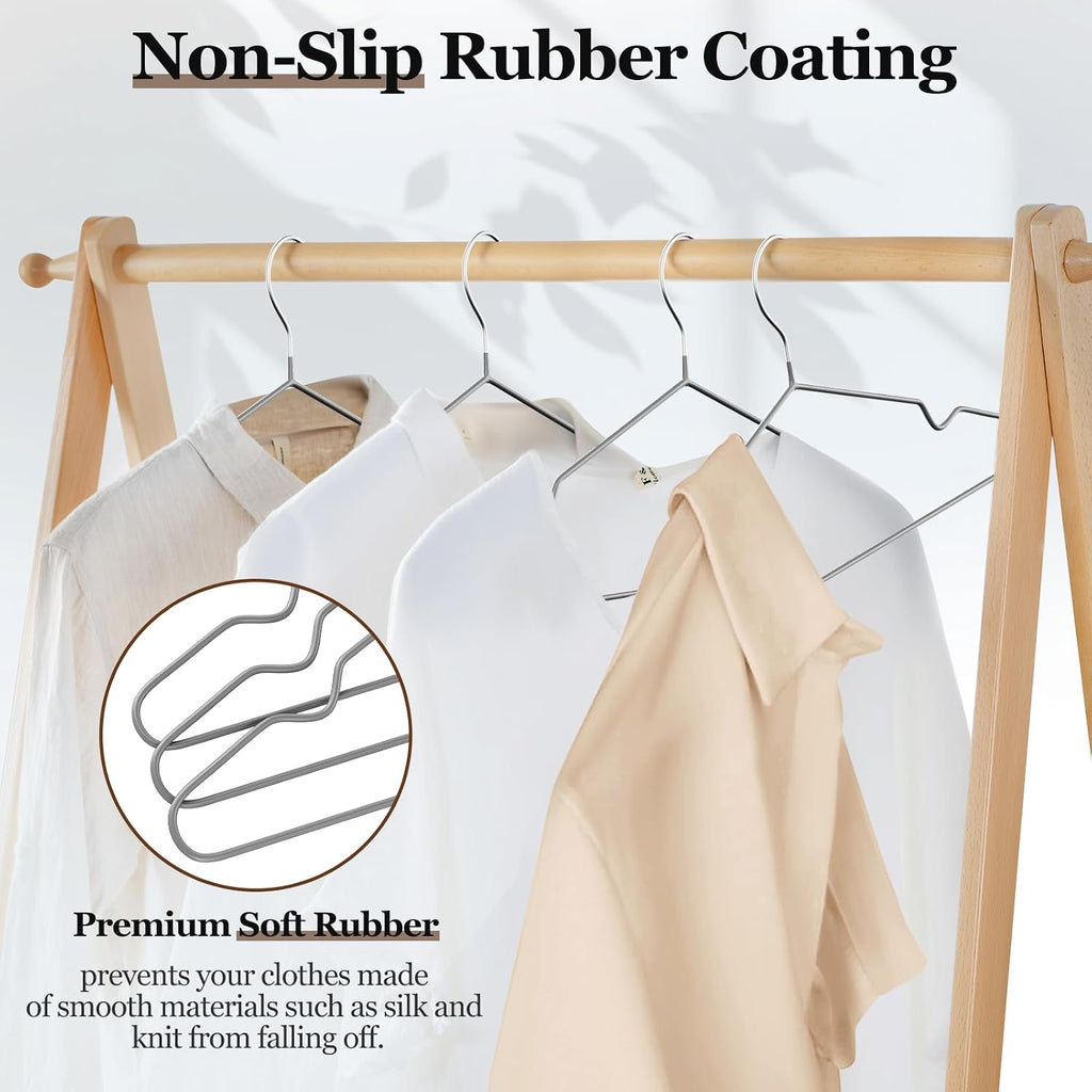 16" Non-Slip Rubber Coated Metal Suit Hangers 30 Pack with Notches