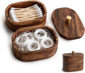 Acacia Wood Qtip Holder - Elegant Wooden Bathroom Canisters & Multi-Functional Bathroom Canister for Cotton Swabs, Dental Floss, and Bathroom Essentials