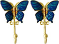 2 Pack Decorative Wall Hooks, Vintage Butterfly Shaped Metal Wall Hook for Hanging Coats Clothes Keys Hats Towels