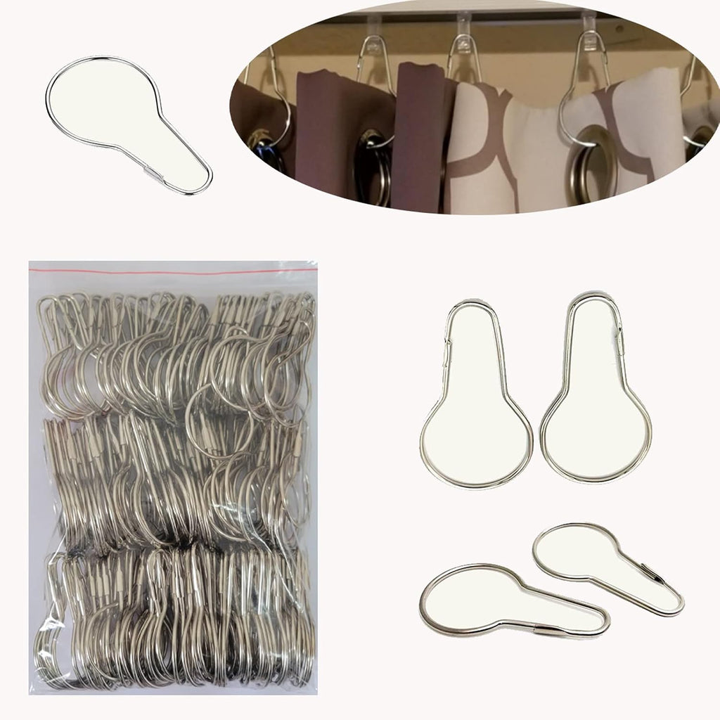 Shower Curtain Rings Hooks, Rust-Resistant Metal Shower Curtain Hooks, Stainless Steel Shower Curtain Rings for Bathroom Shower Curtain Rod (200PCS)