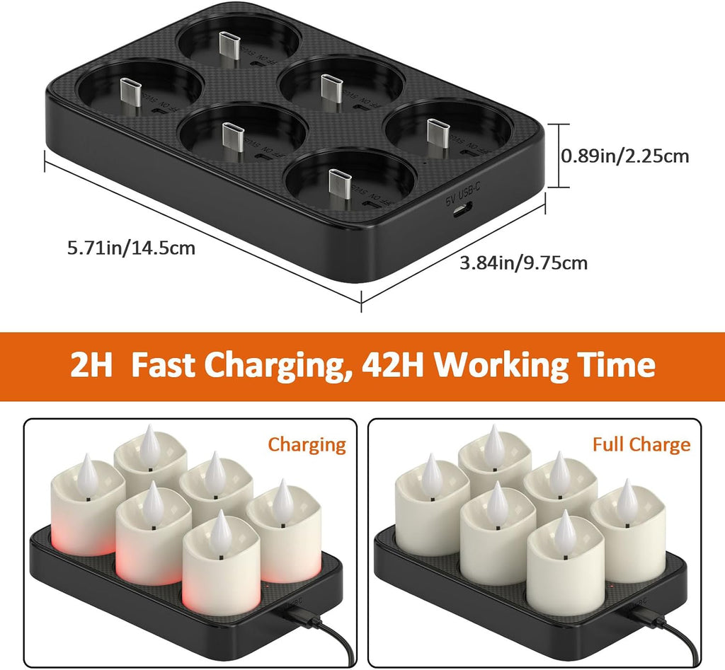 Yme Rechargeable Votive Candles Battery Operated with Remote & Timer