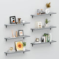 SKYSEN Floating Shelves for Wall Set of 6, 23.6in Wood Wall Shelf for Decor, Bathroom, Bedroom, Storage, Book,Kitchen, Living Room - Grey(fs-60-g)