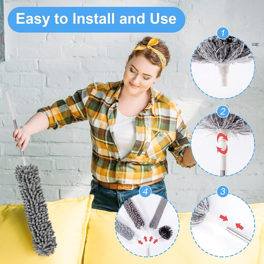 Duster with Extension Pole - Grey