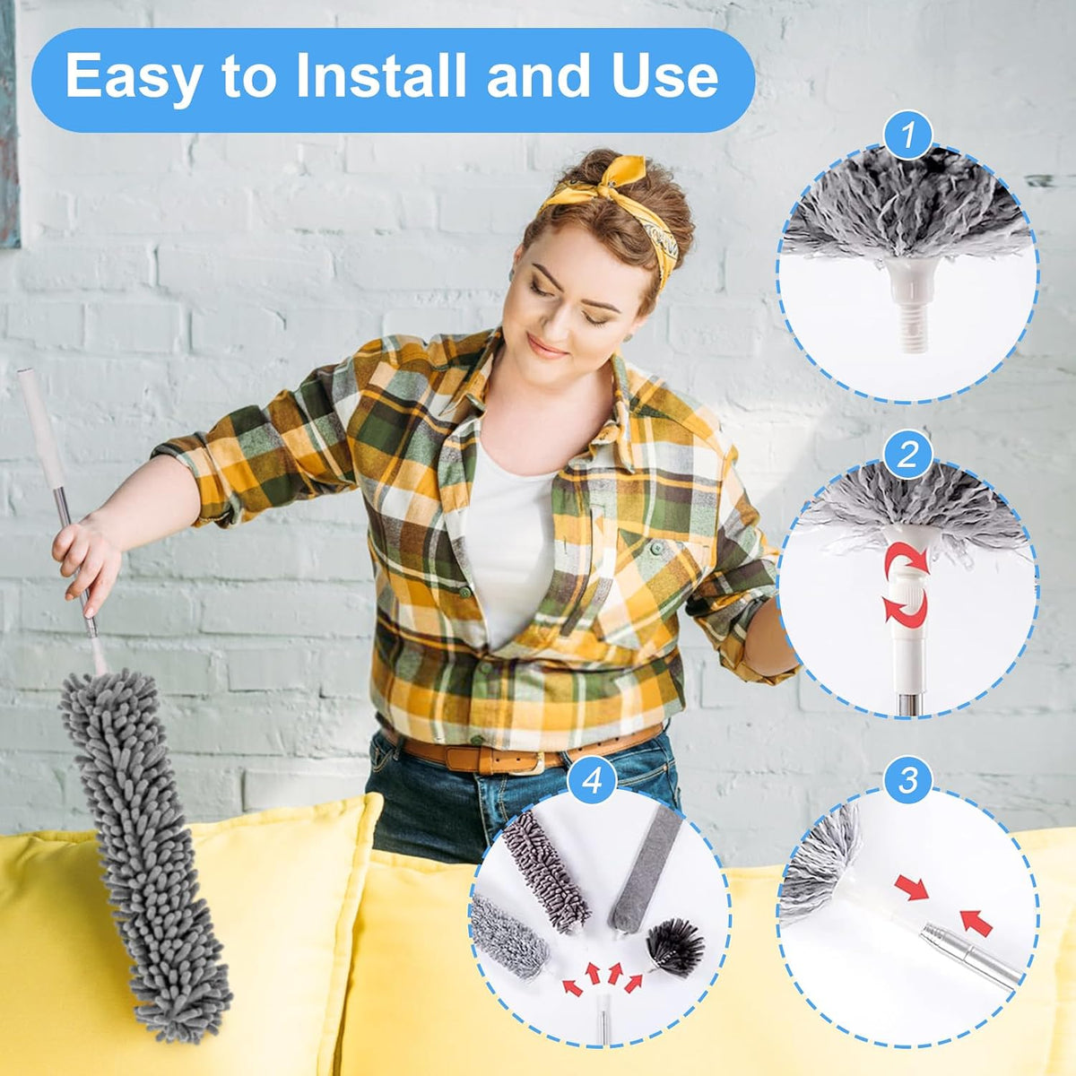 Duster with Extension Pole - Grey