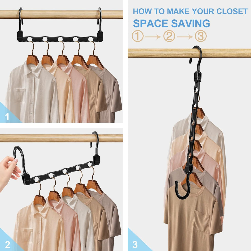 8 Pack Hangers Space Saving Magic Space Saver Smart Plastic Hangers Black
