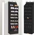 STORAGE MANIAC Over the Door Shoe Organizer with Curtain Dustproof Heavy-Duty Large Deep Pocket Hanging Shoe Organizer for Closet Dorm & Narrow Door Storage Shoe Holder Shoe Rack, 9-Shelf Black 1 Pack