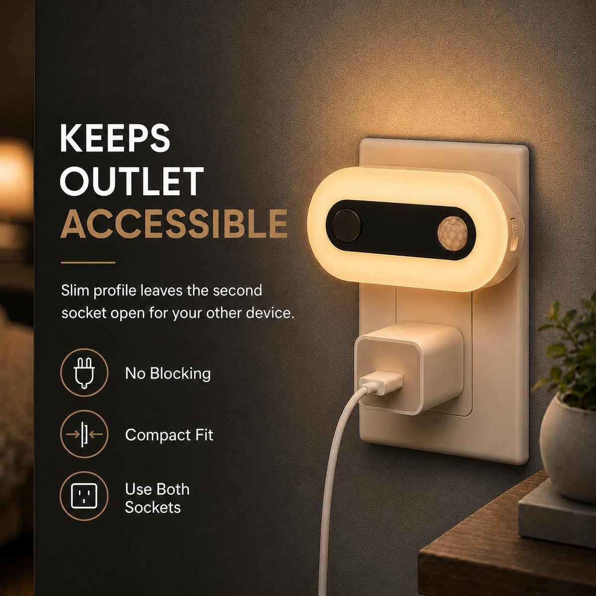 Plug In Night Light Halloween Orange Motion Sensor and Dusk to Dawn