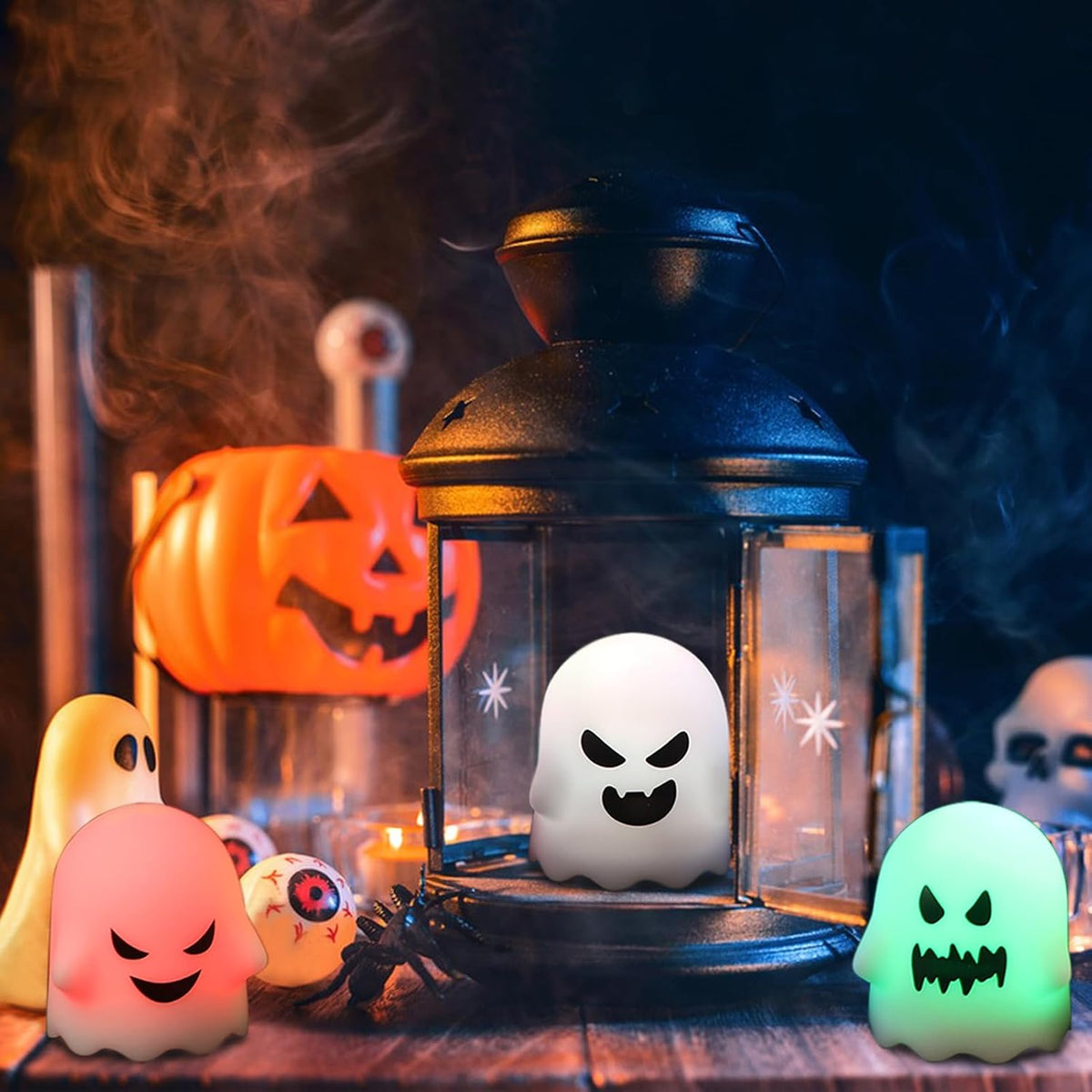Wondise Halloween Flameless Ghost Candles with Remote and Timer
