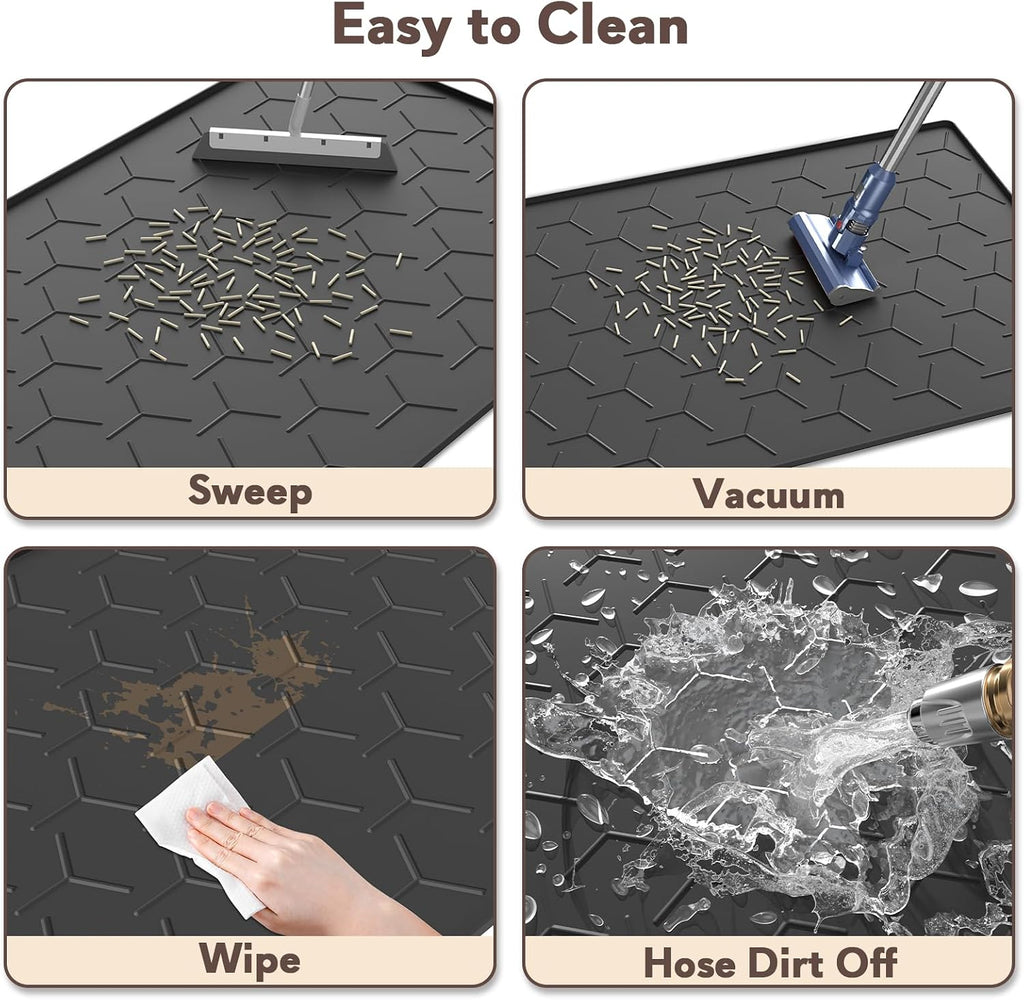 Garoopion Silicone Cat Litter Mat Large 40" X 28", Easy to Clean, Black