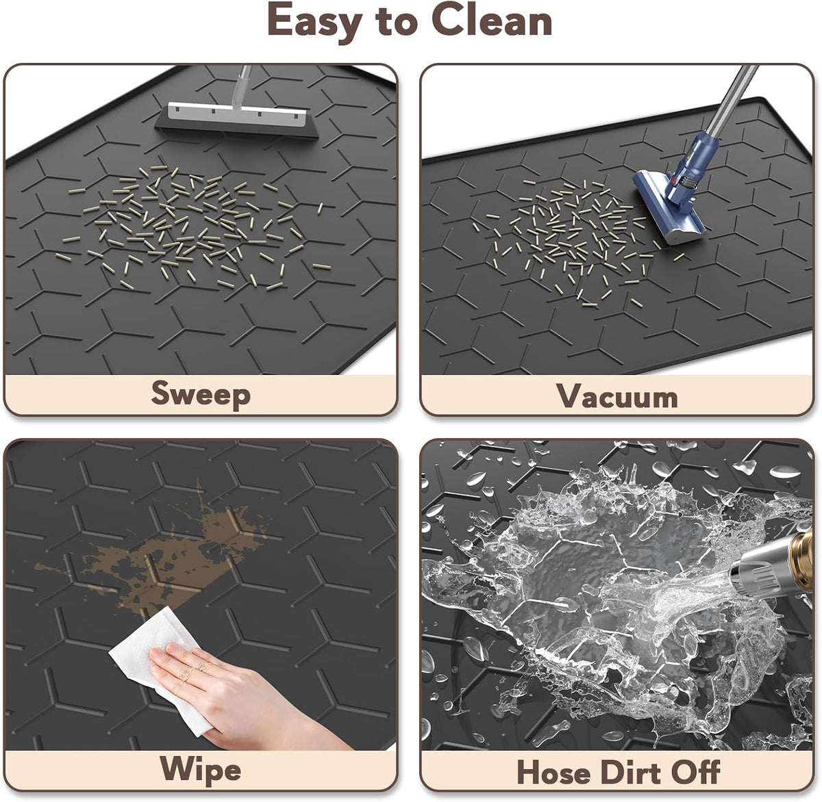Garoopion Silicone Cat Litter Mat Large 40" X 28", Easy to Clean, Black