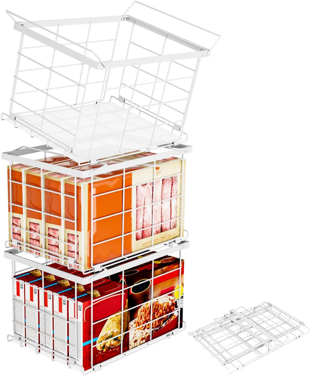 Freezer Organizer Bins for 3.5 Cu.Ft,Upgrade Quick Expand/Collapse,3PACK