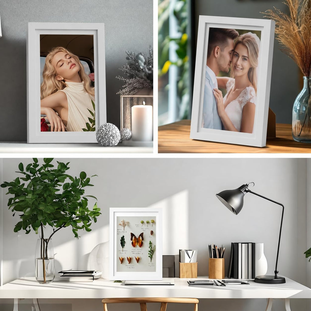 8x6 Shadow Box Frame Display Case, 3D Picture Frame, Display Case Box for Memorabilia, Baby Items, Wedding Memories, Crafts, Tickets and Photos (White)
