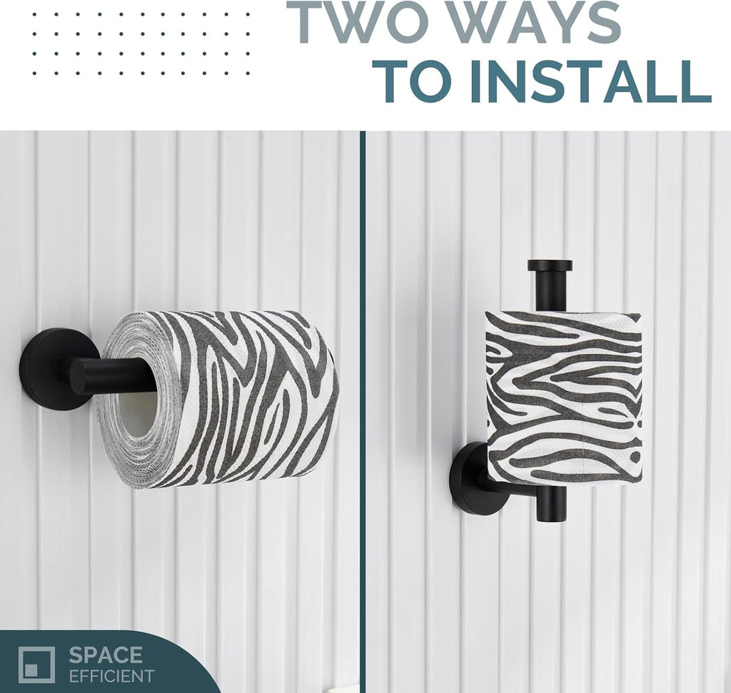 Angle Simple Toilet Paper Holder Matte Black, Toilet Roll Hanger for Wall
