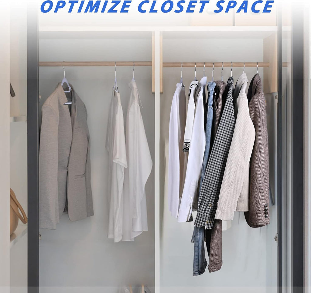 Heavy Duty Standard Plastic Hangers 50 Pack with Non-Slip Design,360°Swivel Hook Space Saving Organizer for Bedroom Closet,Shirts,Pants,Strong Enough for Coat(Grey)