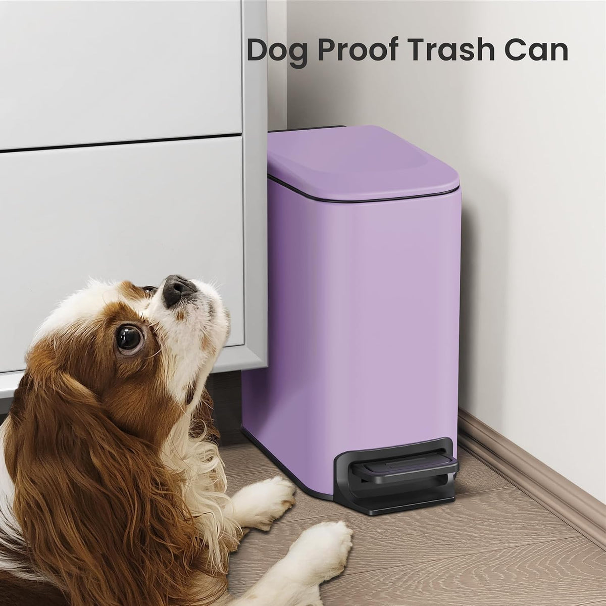 Cesun Small Bathroom Trash Can with Lid, 1.6 Gal, Soft Close, Purple