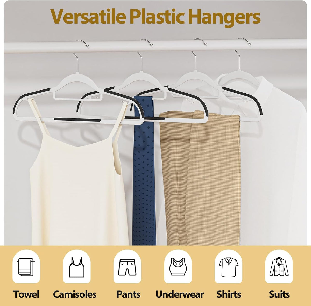 Plastic Hangers 30 Pack, 16.5" Non-Slip Clothes Hangers Heavy Duty