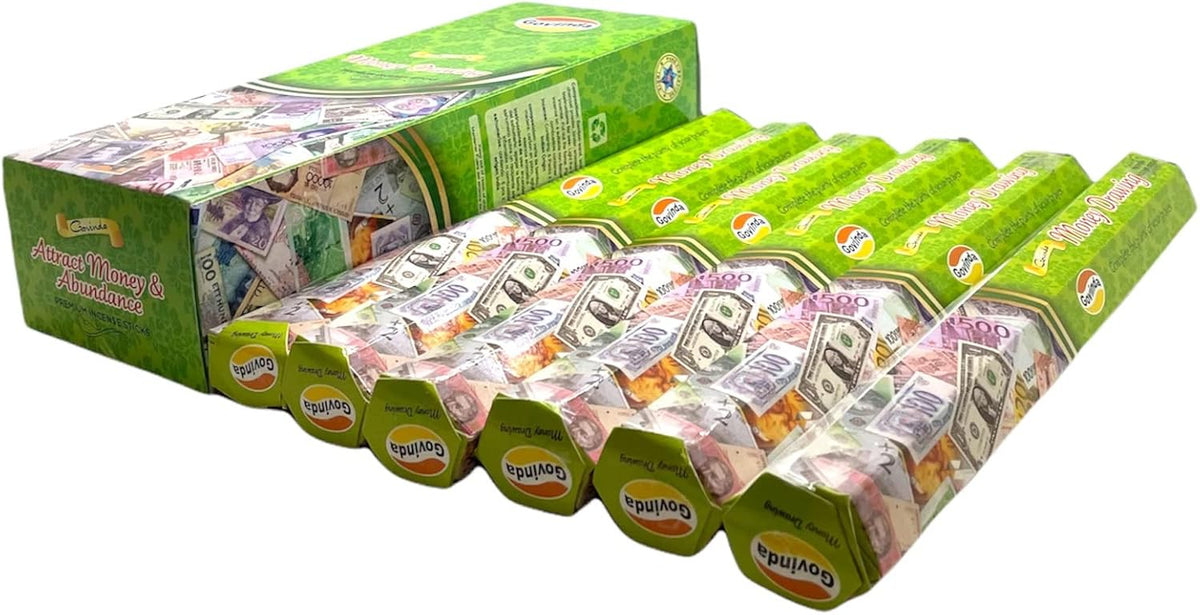 Govinda Incense - Money Drawing - 120 Incense Sticks, Premium Incense