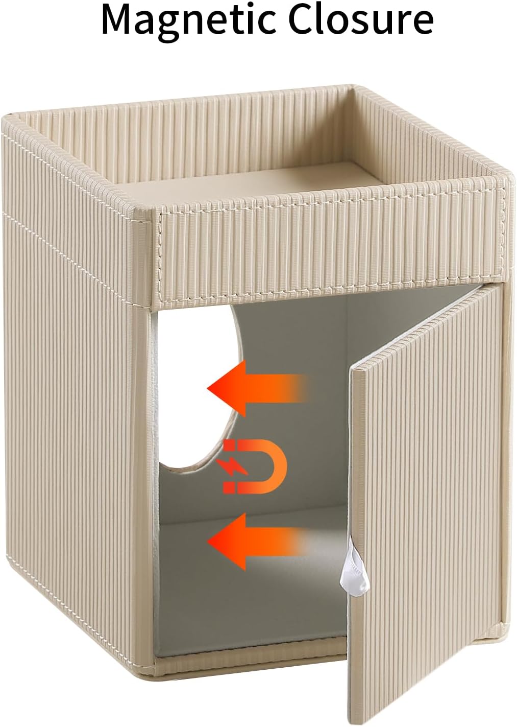 Square Tissue Box Cover with Storage Tray, Tissue Box Organizer, Beige
