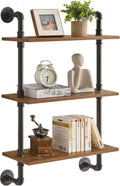 YMYNY 3 Tier Wall Mounted Floating Shelf 24x7.8x38.5 Rustic Brown HRF-TM003