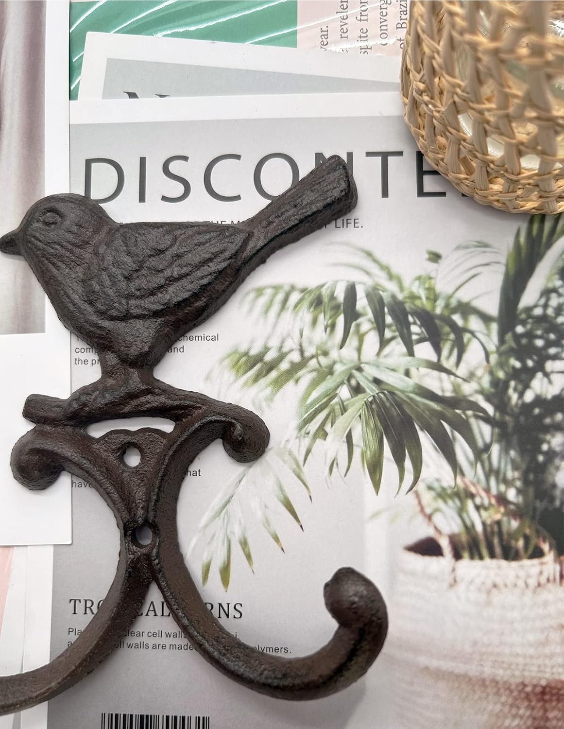 Vintage Cast Iron Animal Bird Wall Décor Hooks Hanger Wall Rack for Home Garden Country Farmhouse Rustic Wall Mounted Hooks for Hanging Coats Keys Tools Holder, Pack 2
