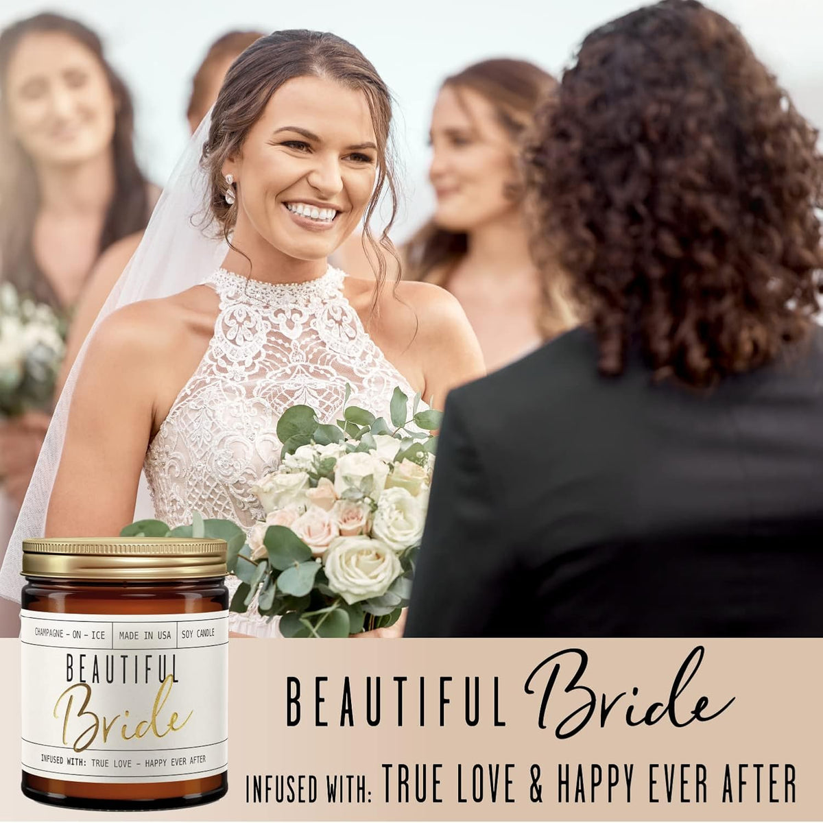 Bridal Shower Gifts Ideas, Best Bridal Shower Gifts for Bride to Be, Bride Gift -' Soy Wedding Candle, w/Champagne on Ice I Bachelorette Gift I 50Hr Burn, USA Made