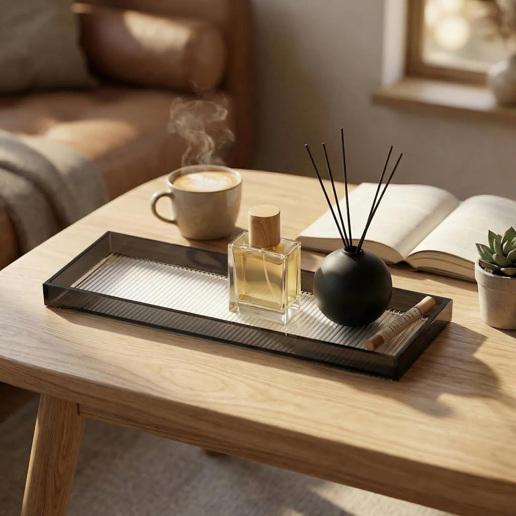 13.4"x4.3" Bathroom Vanity Trays,Small Narrow Acrylic Tray,Black