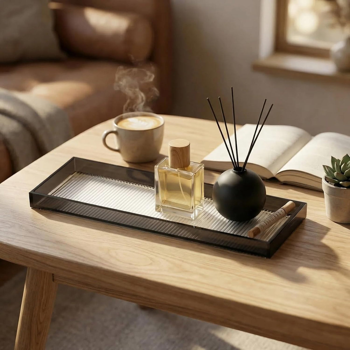 13.4"x4.3" Bathroom Vanity Trays,Small Narrow Acrylic Tray,Black