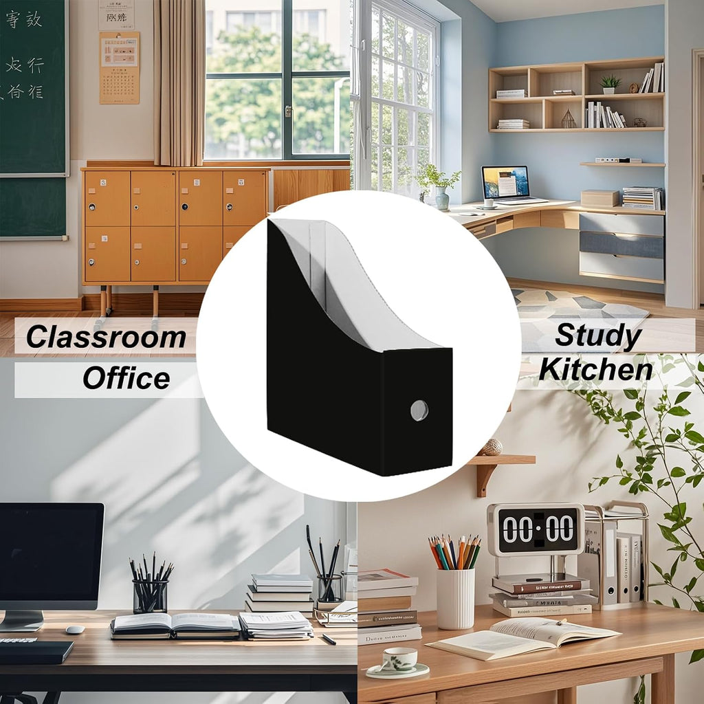 Limitliho 6 Pack Black Cardboard Magazine Holder for Desk or Shelves