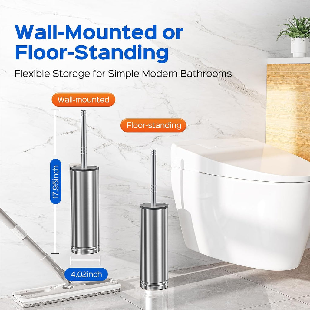 HAMITOR Toilet Brush and Holder Set for New Home Essentials Deep Clean