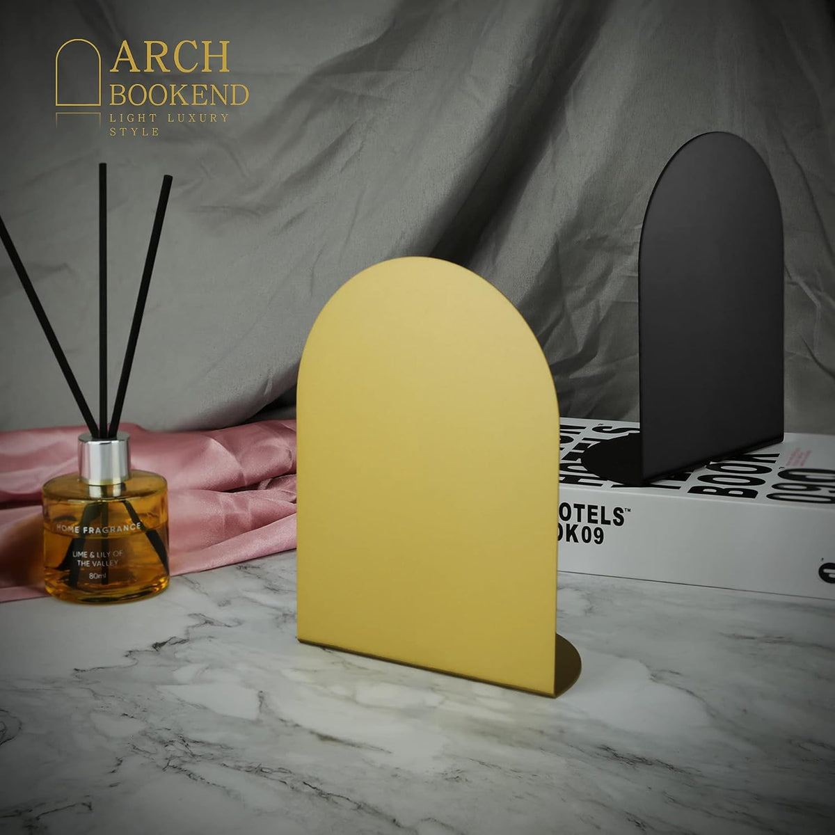 Bookends for Books,1 Pair Metal Book Holders for Office Shelves Adults & Kids Gift(Gold)