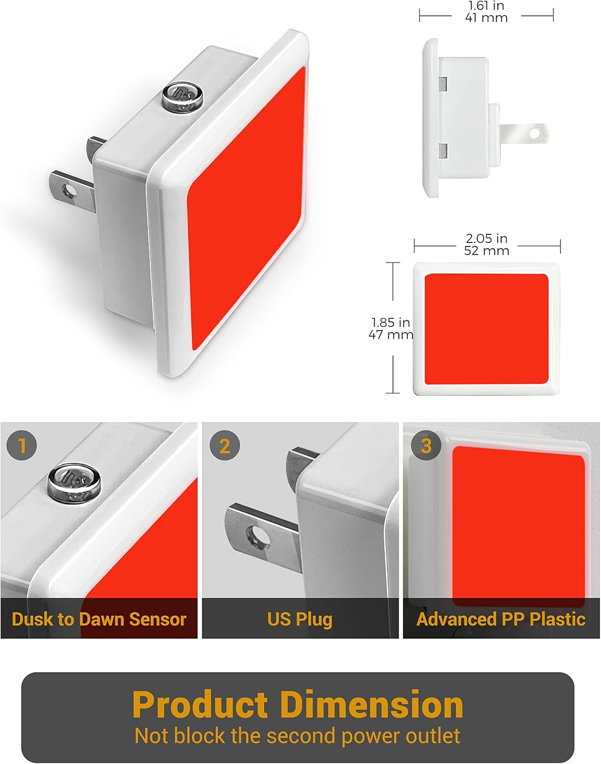 JandCase Red Night Light, Red NightLight[2 Pack],0.3W LED Night Light