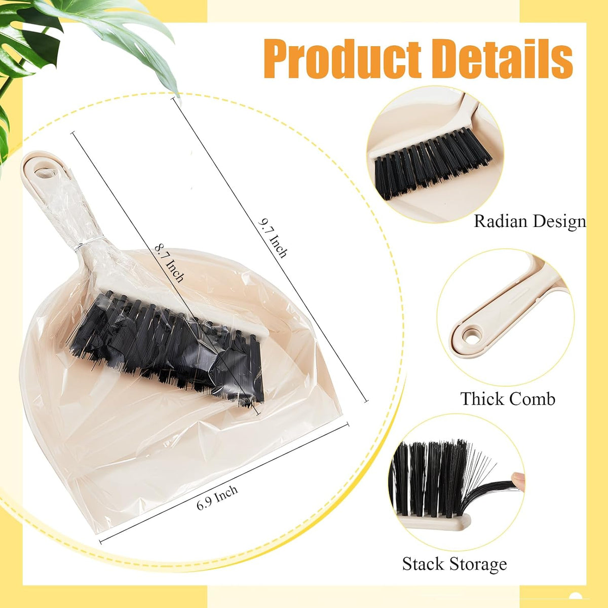 Sliner 18 Pack Mini Dustpan Brush Set Small Broom Set Bulk,Beige