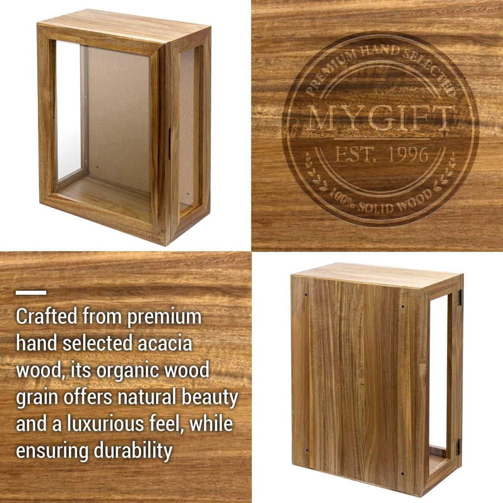 MyGift 11 x 15 Inch Wall Mounted Acacia Solid Wood Deep Shadow Box