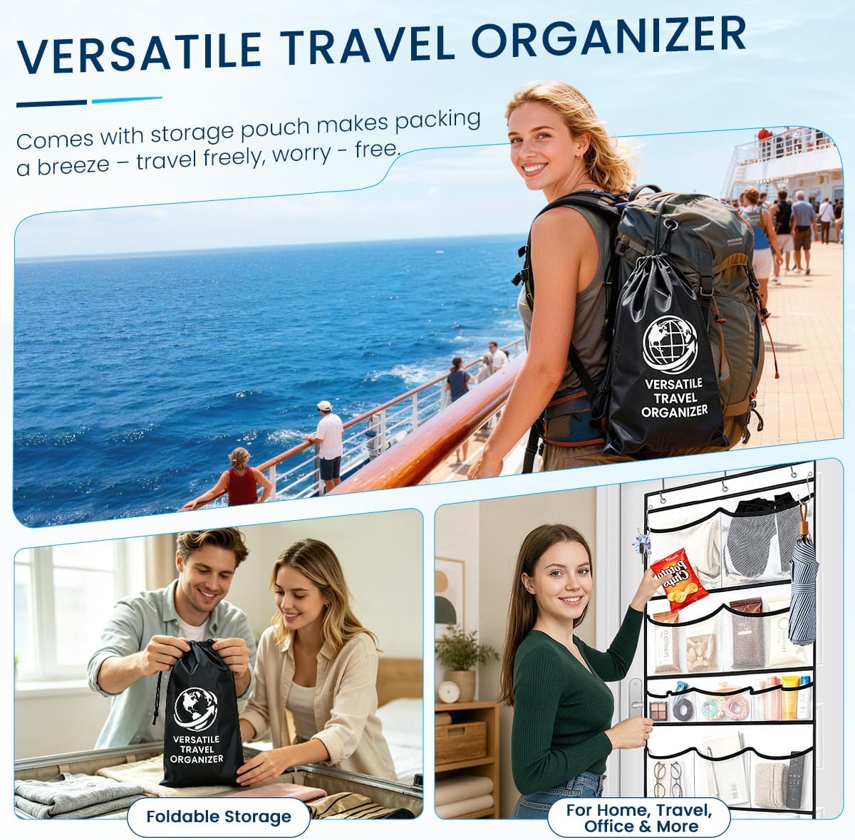 Over The Door hanging Organizer for Cruise Ships Cabins Essentials