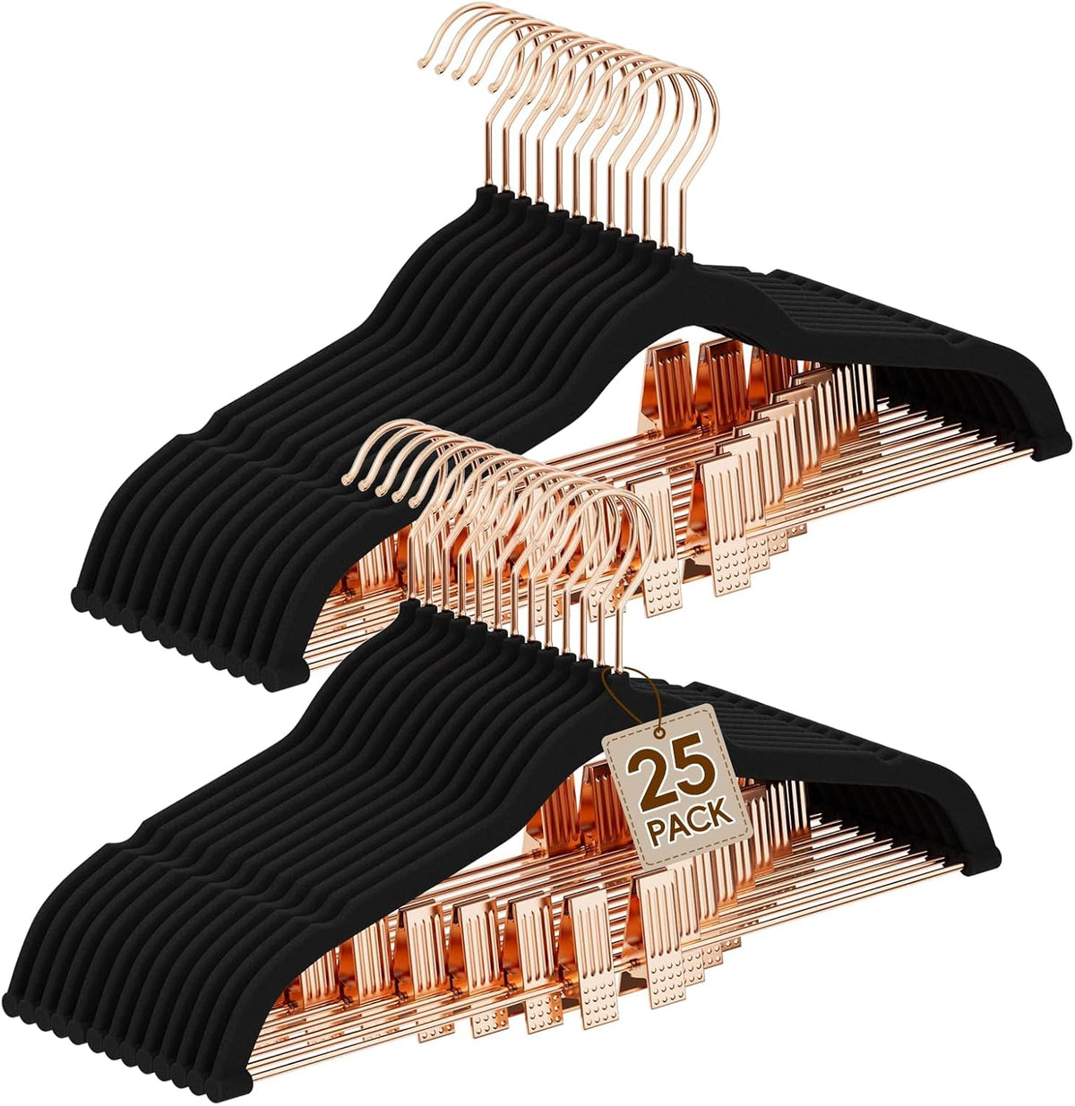 Black Velvet Felt Hangers, Adjustable Clips for Pants, Skirts