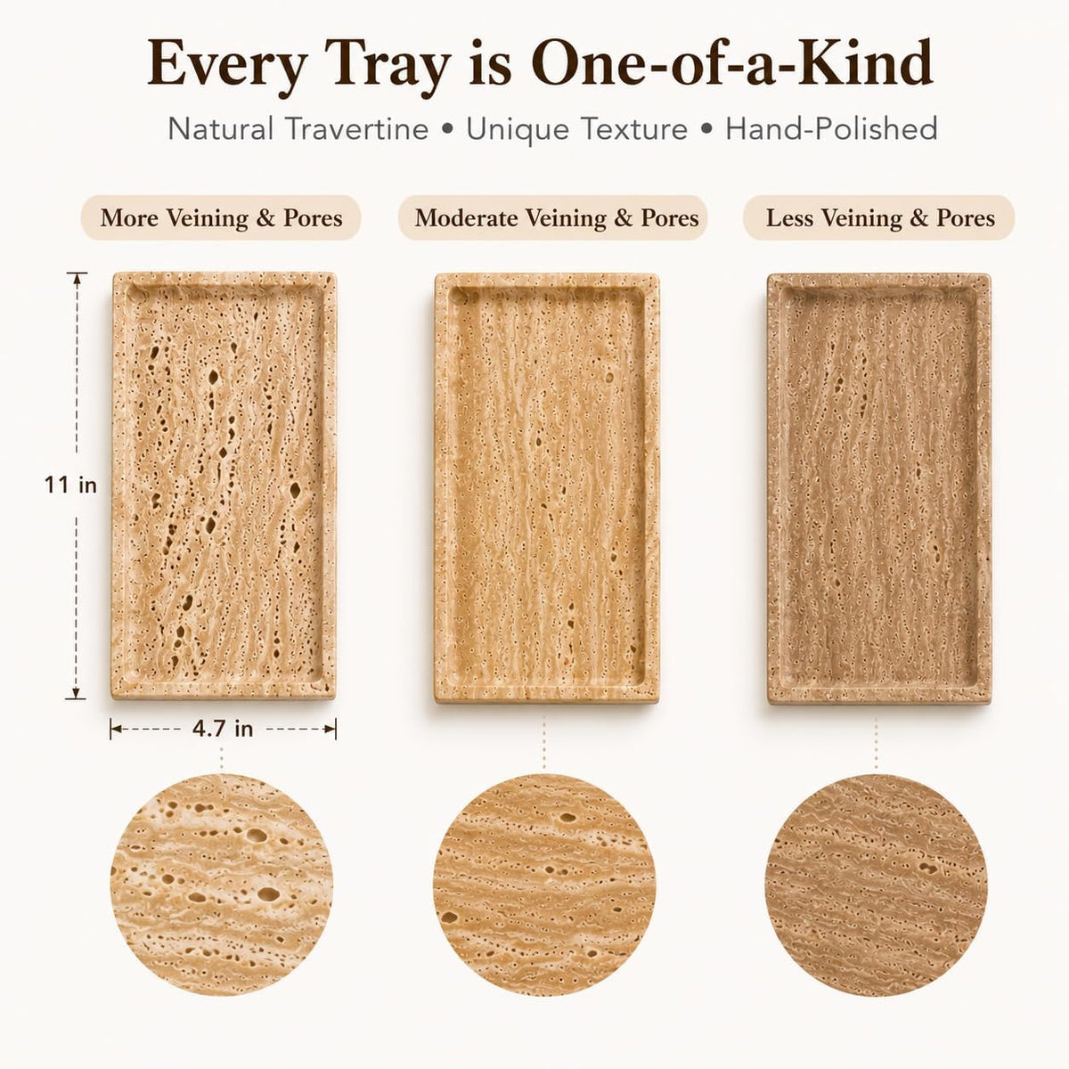 Stone Travertine Tray for Vanity Countertop, Small Beige Marble Tray