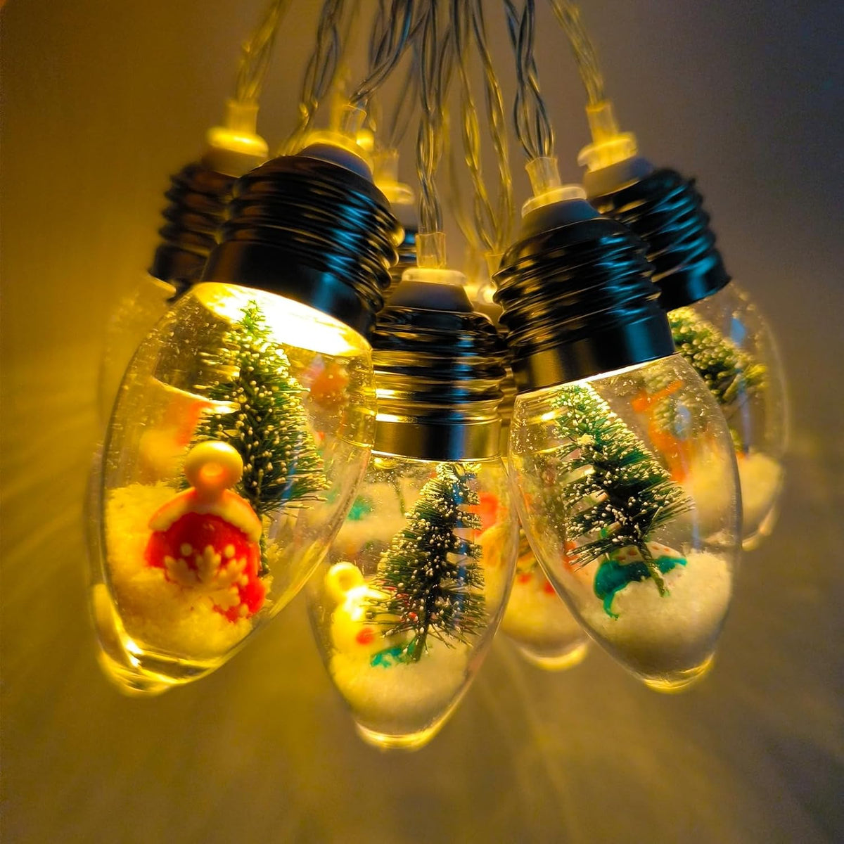Christmas Lights Indoor 6.8Ft 10 LED Christmas Snow Globe Lights Battery Operated with Timer, Xmas String Lights Indoor for Bedroom Porch Garden Party Fireplace Tree Xmas Decor
