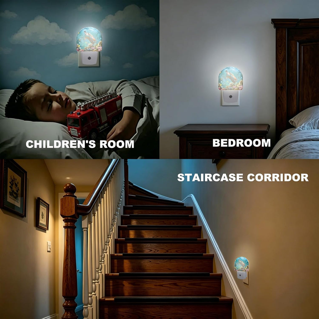 Night Lights Plug into Wall, Sea Turtle Night Light with Dusk to Dawn Smart Sensor for Bedroom Bathroom Hallway Kitchen, Led Nightlights for Boys Girls Women Men