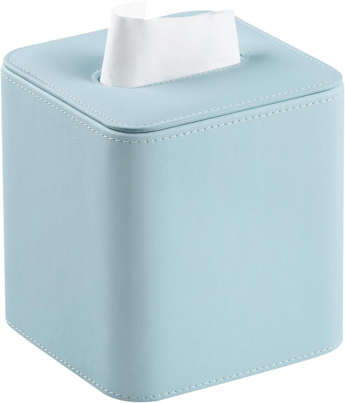 PU Leather Tissue Box Cover Square Tissue Box Holder, Blue