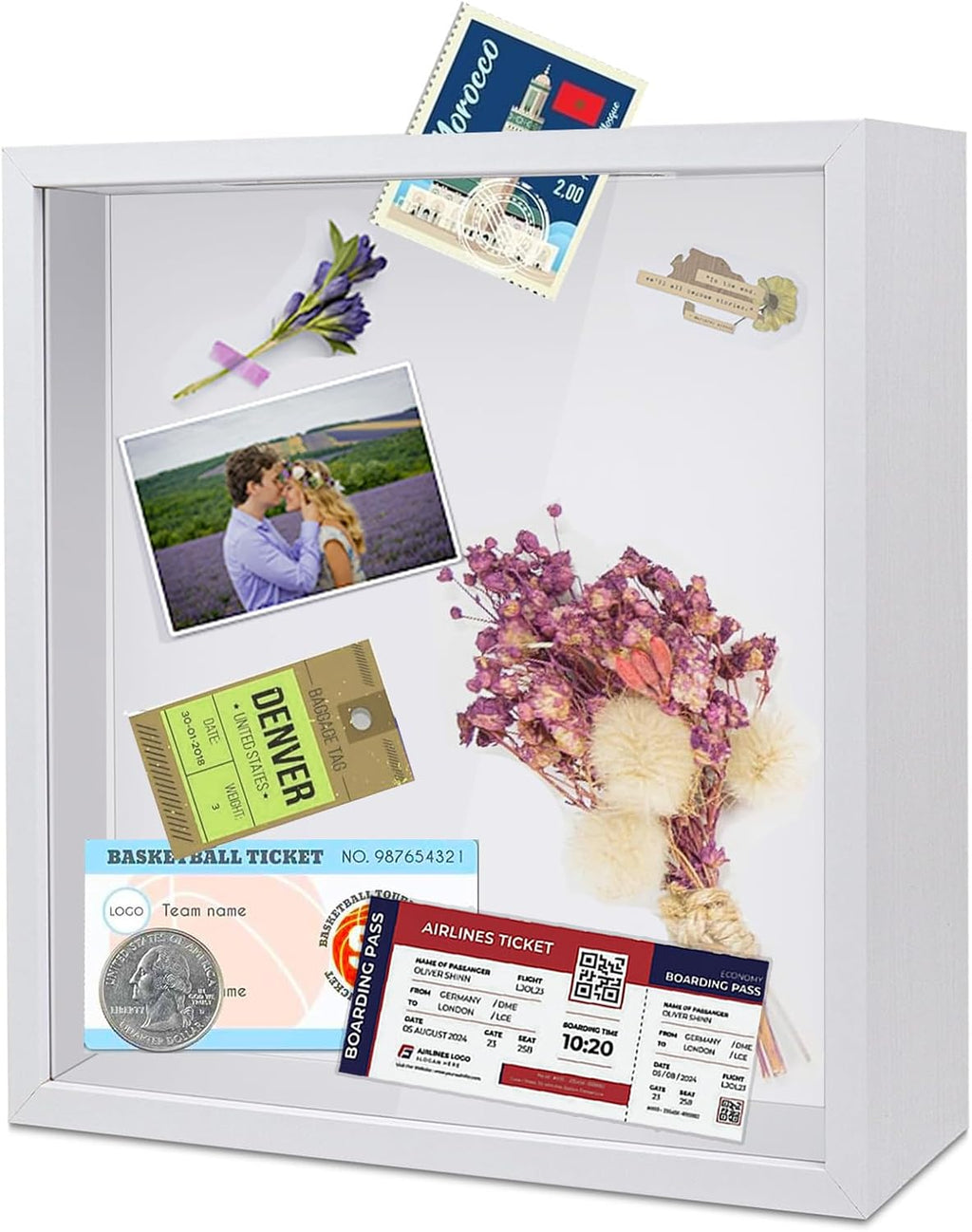 ZEEYUAN Adventure Archive Travel Box 12x12inch Adventure Box for Travel Life in a Box Memories Shadow Box with Slot, Top Loading Tickets Keepsake Box Display for Mother Fathers Gifts