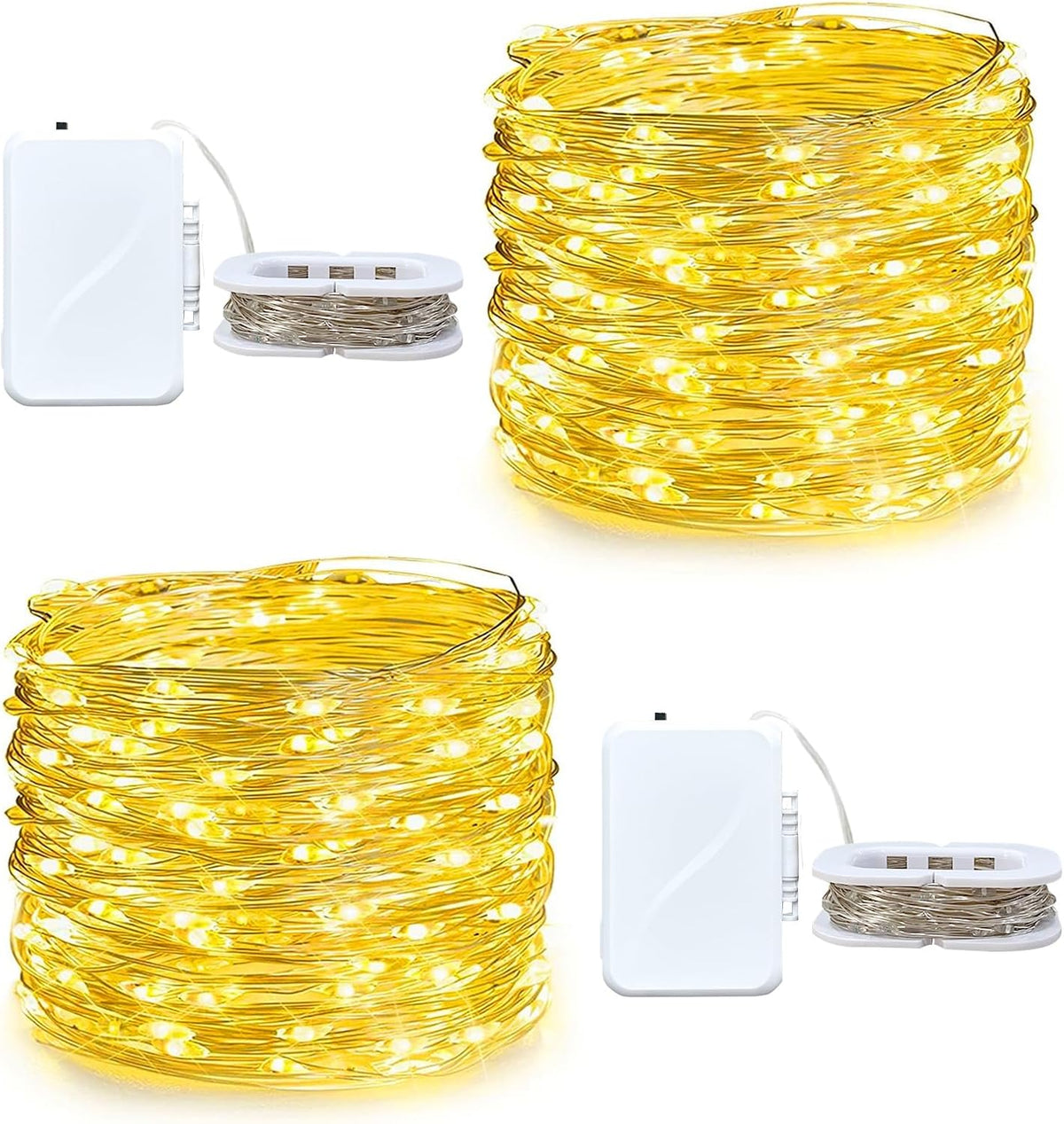 AIKEI Led Fairy Light Battery Operated, 50LED 16FT String Lights Copper Wire Starry Fairy Lights (Warm White, 2Pack)