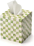 YANGQIHOME Capiz Shells Tissue Box Cover, Handmade Decorative Tissue Box Holder with Mother of Pearl, Square Facial Tissue Holder for Bathroom, Living Room, Kitchen, 5.5" x 5.5" x 5.9" (Green)